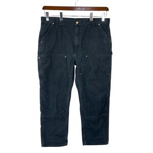 Vintage Carhartt Mens Double Knee Pants Work Relaxed USA 90s Size 41x30 Black